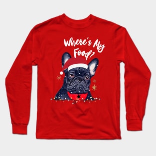 Adorable Blue French Bulldog Puppy in Christmas Costume Food Christmas Foodie Long Sleeve T-Shirt